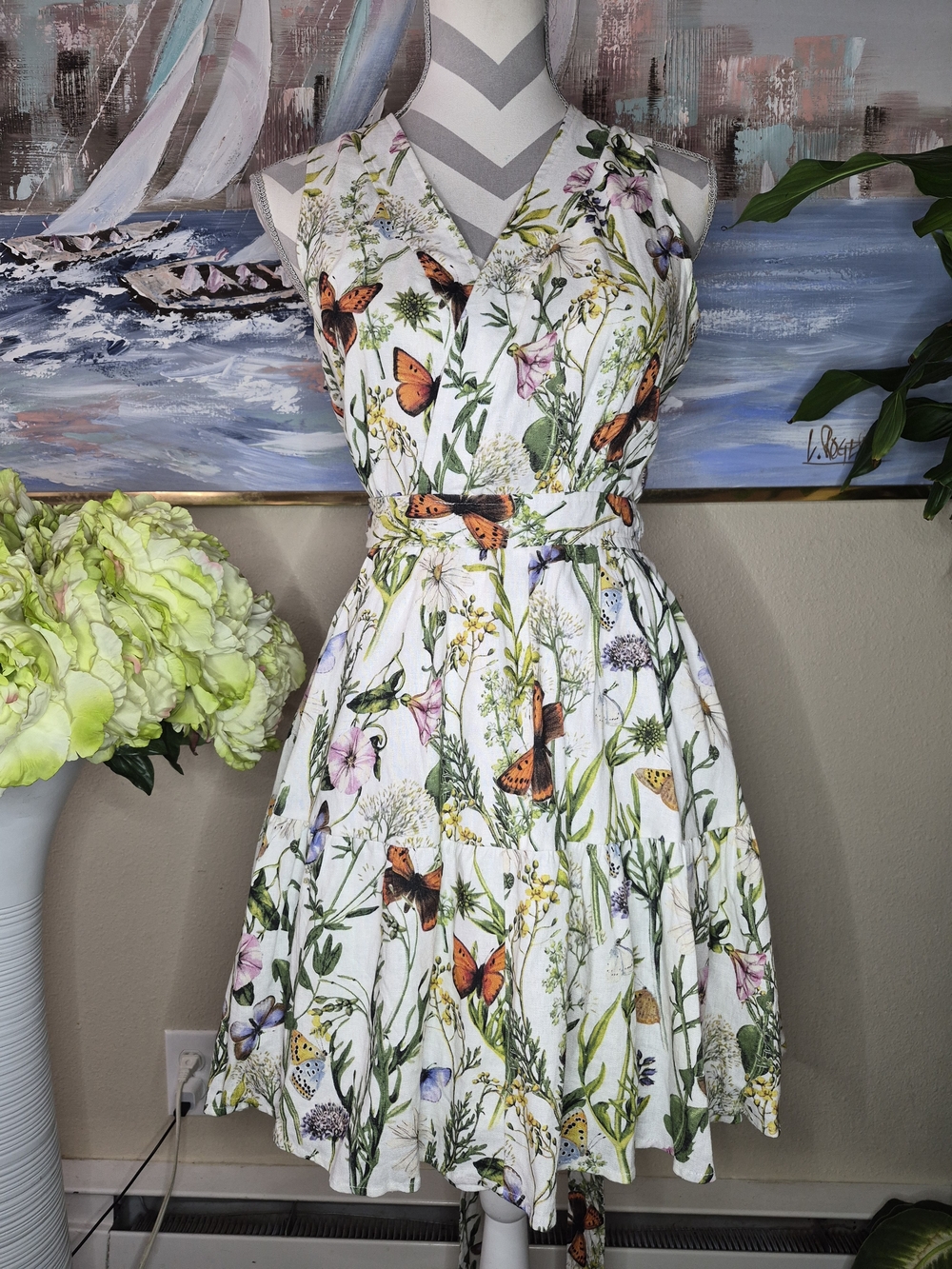 Christian Lacroix Womens Garden Butterfly Print Mini Wrap Dress